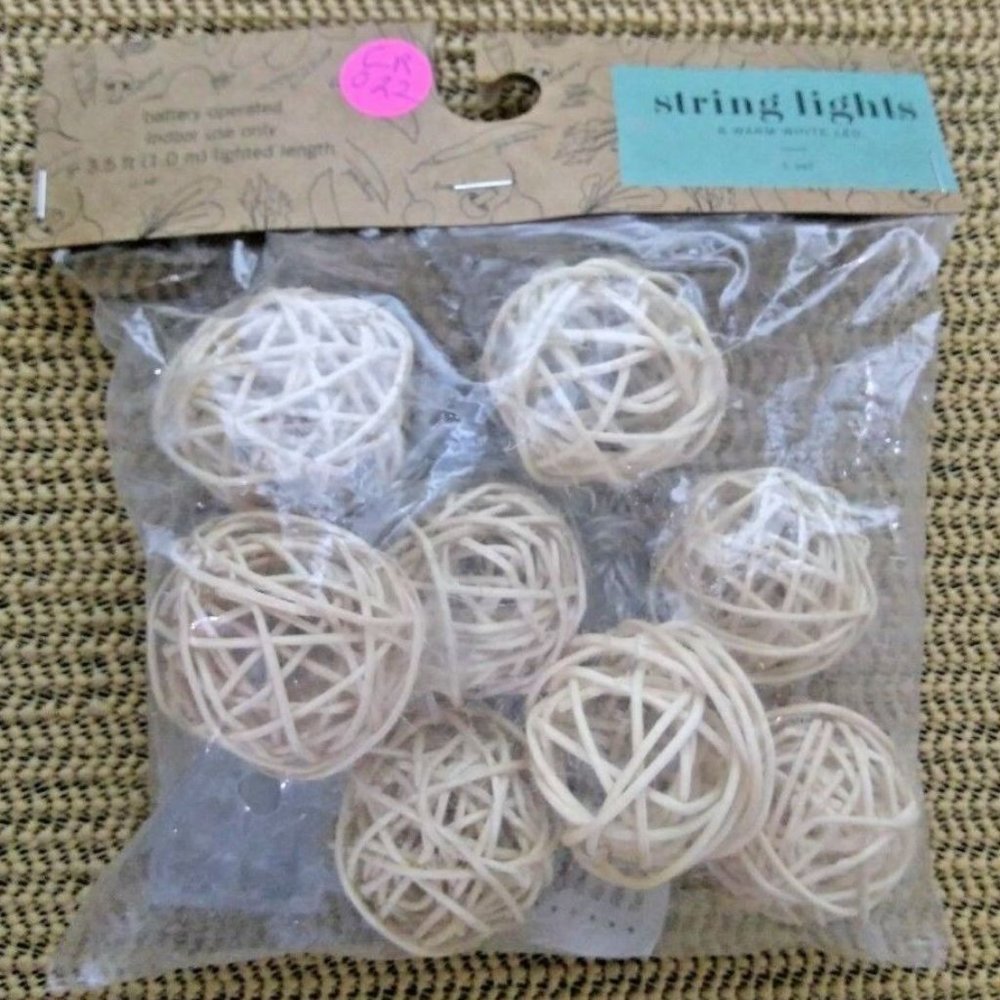 String Lights 8 Warm White LED 1 Set Battery NEW